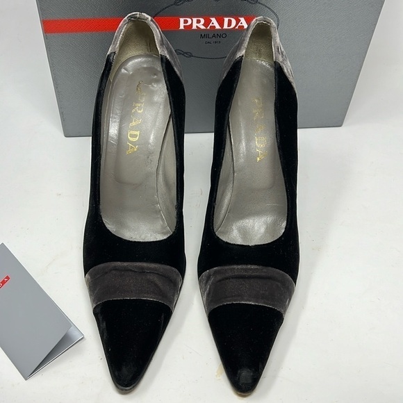 Prada Sz 40 US 10 Grey Crushed Velvet Pumps - Picture 5 of 16